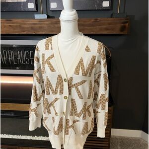 Michael Kors large logo cardigan sweater